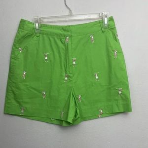 11-22 Lilly Pulitzer Green Shorts Golf Embroidered Pockets size 8 preppy